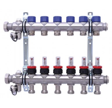 Коллектор распределительный Hansa FBH 63 1 на 6 контуров с расходомерами"