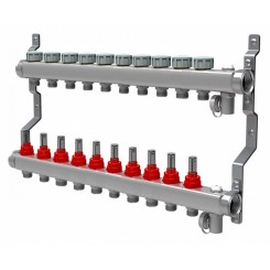 Коллектор распределительный Royal Thermo 1 на 10 контуров, с расходомерами RTE 52.110"