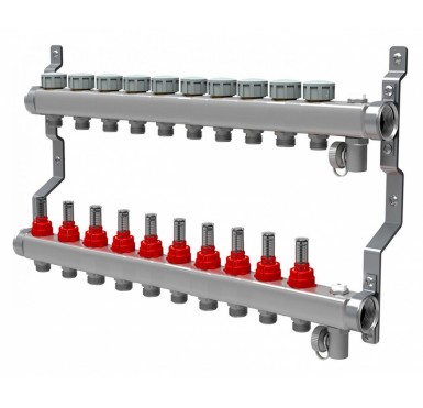 Коллектор распределительный Royal Thermo 1 на 10 контуров, с расходомерами RTE 52.110"