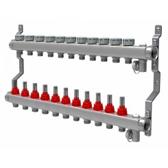 Коллектор распределительный Royal Thermo 1 на 11 контуров, с расходомерами RTE 52.111"