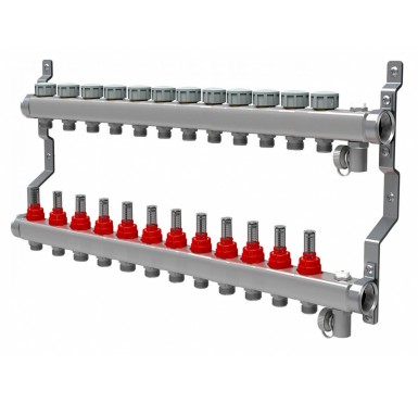 Коллектор распределительный Royal Thermo 1 на 12 контуров, с расходомерами RTE 52.112"