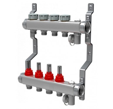 Коллектор распределительный Royal Thermo 1 на 4 контура, с расходомерами RTE 52.104"