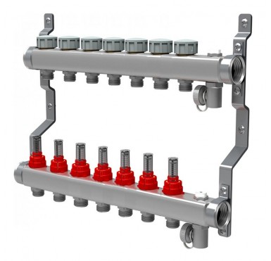 Коллектор распределительный Royal Thermo 1 на 7 контуров, с расходомерами RTE 52.107"