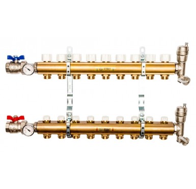 Коллектор распределительный STOUT из латуни без расходомеров 9 выходов SMB 0468 000009