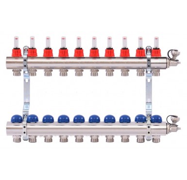 Коллектор распределительный Uni-Fitt 1 10 выходов, с расходомерами и термостатическими вентилями 440E4310"