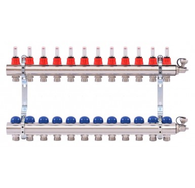 Коллектор распределительный Uni-Fitt 1 12 выходов, с расходомерами и термостатическими вентилями 440E4312"