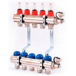 Коллектор распределительный Uni-Fitt 1 5 выходов, с расходомерами и термостатическими вентилями 440E4305"