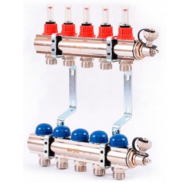 Коллектор распределительный Uni-Fitt 1 5 выходов, с расходомерами и термостатическими вентилями 440E4305"