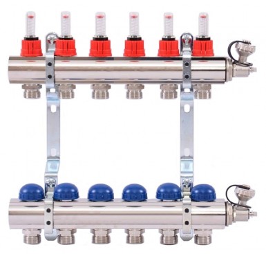 Коллектор распределительный Uni-Fitt 1 6 выходов, с расходомерами и термостатическими вентилями 440E4306"