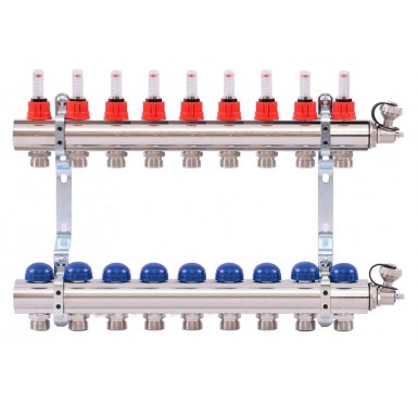 Коллектор распределительный Uni-Fitt 1 9 выходов, с расходомерами и термостатическими вентилями 440E4309"