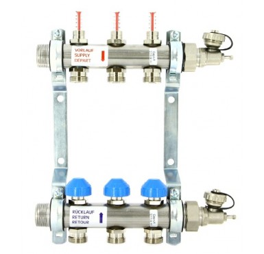 Коллектор распределительный Uni-Fitt Н 1 3 выхода, с расходомерами и термостатическими вентилями 455W4303"