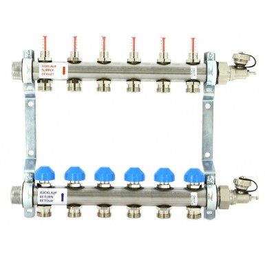 Коллектор распределительный Uni-Fitt Н 1 6 выходов, с расходомерами и термостатическими вентилями 455W4306"