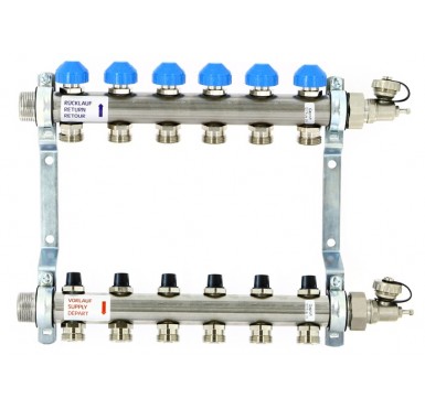 Коллектор распределительный Uni-Fitt Н 1 6 выходов с регулировочными и термостатическими вентилями 456W4306"