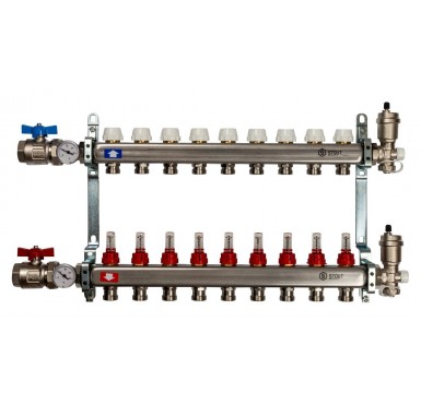Коллектор STOUT из нержавеющей стали с расходомерами в сборе 9 выходов SMS 0907 000009