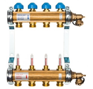 Коллектор Watts HKV/T-4 на 4 контура, с расходомерами 10004198